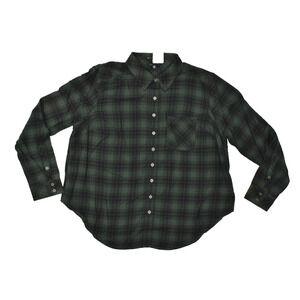 Torrid Women's Plus Size 00 (M/L 10) Green Plaid Button Up Shirt Long Sleeve NEW